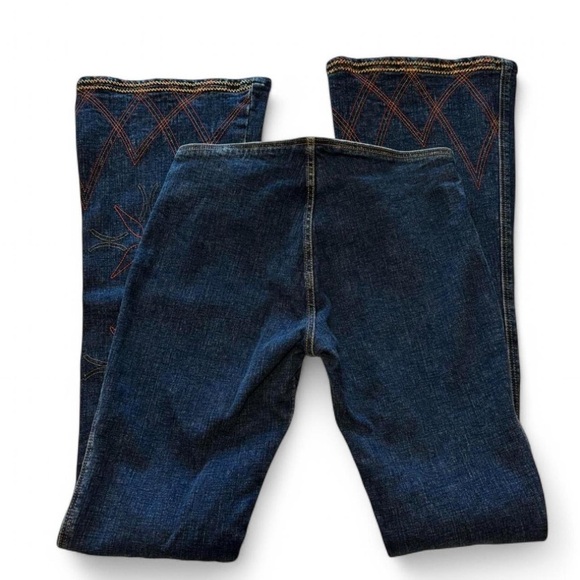 VTG y2k JNCO Flare Jeans Sz 5 Low Rise Star Embroidered Retro Rave Denim USA - Picture 4 of 10